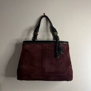 Vintage Coach #7476 Hampton Tassel Satchel Bag Purse Purple Suede